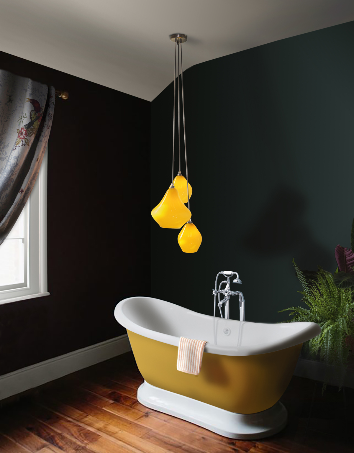 Bright-Yellow-Glass-Bathroom-Chandelier-IP65