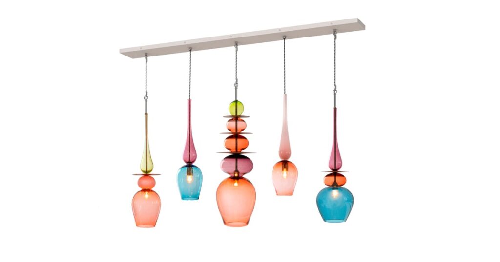 Lighting Raft Rounded Rectangular Shaoe Rectangular Raft Glass Chandelier: Bespoke Lighting Design