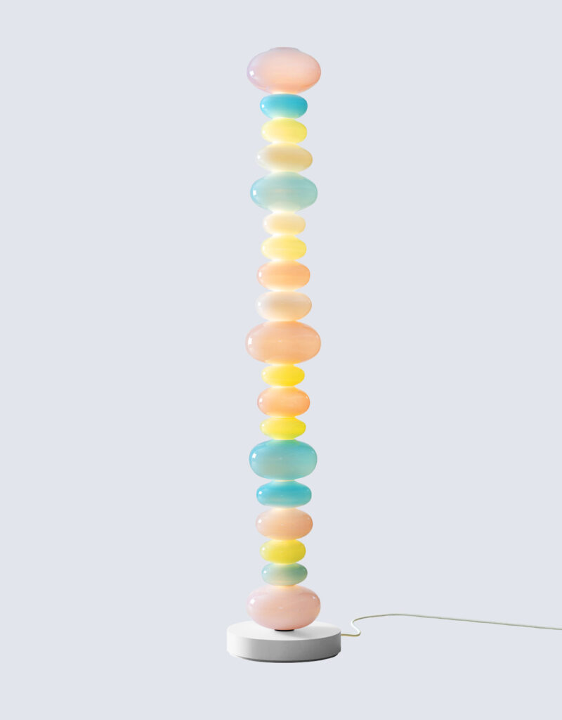 Candy coloured light sculpture designed in collaboration with Adam Nathaniel Furman as part of the Glowblue Floor Lamp Collection.