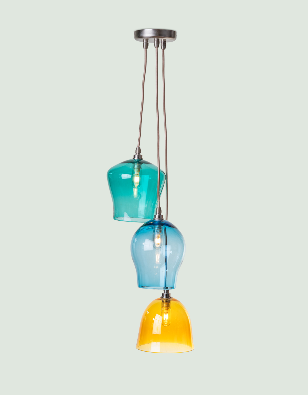 coloured-handblown-glass-pendant-light-cluster-chandelier-bathroom