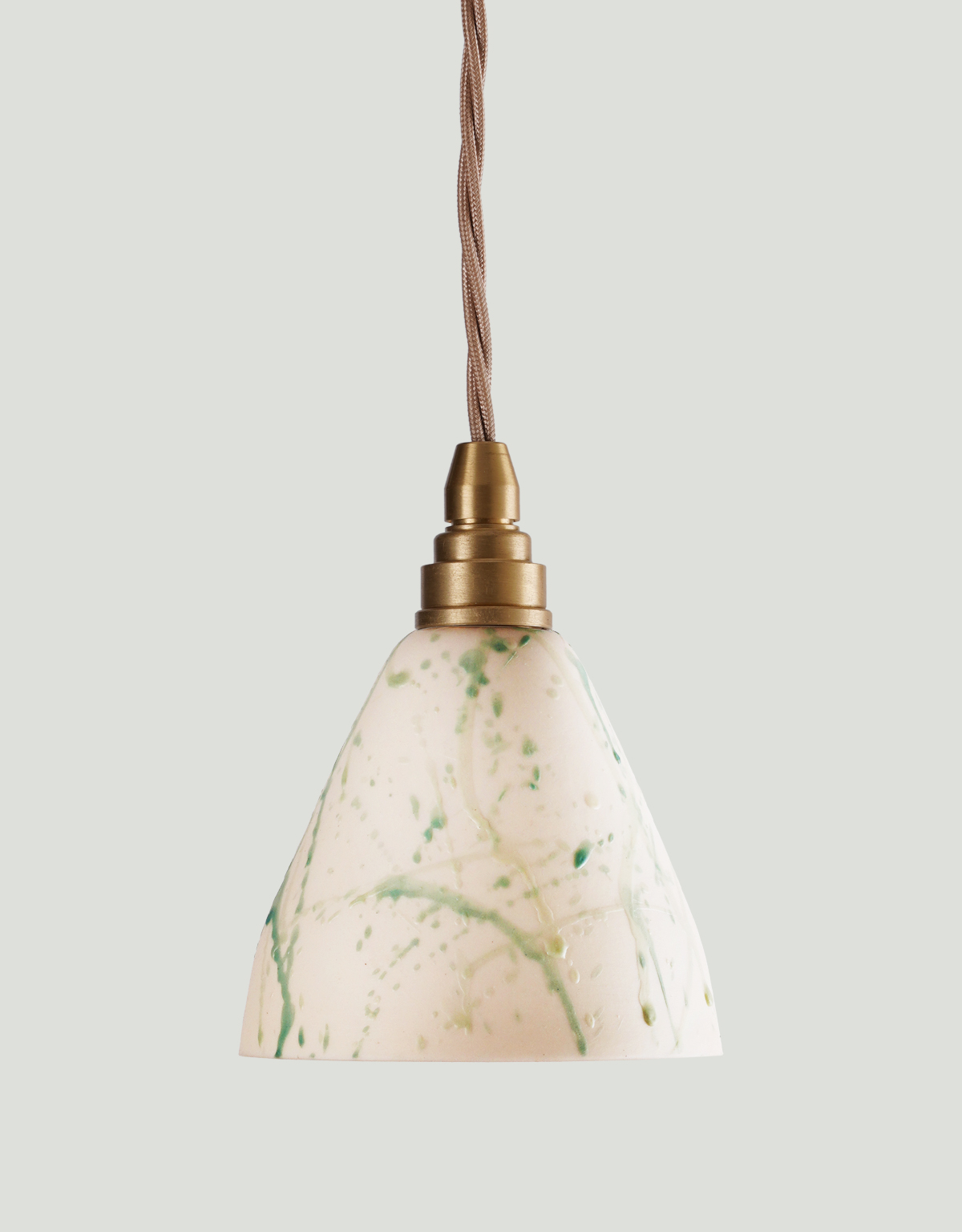 Ceramic-pendant-light-hand-made-splatter-pattern-lit
